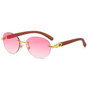 Imagem de Óculos de sol ovais sem aro feminino designer vintage UV400 óculos de sol masculino sem moldura moda óculos, 5A,A