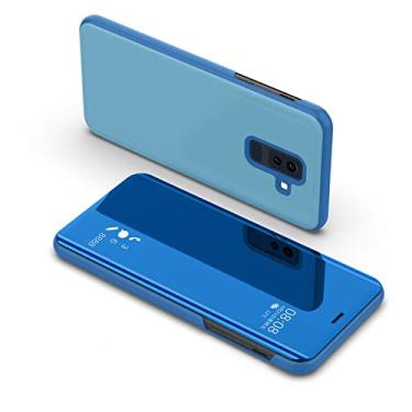Imagem de Capa de espelho inteligente para Samsung Galaxy Note 9 8 10 20 S21 S20 FE S8 S9 S10 Plus S10e S7 Edge M21 M12 M31 Ultra Cover Coque, Azul, Para Samsung Note 9
