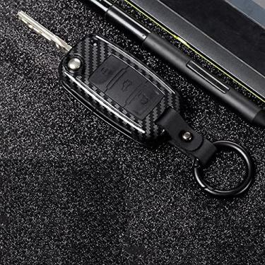 Imagem de CSHU Capa de silicone para chave de carro Capa de chaveiro com anel de bolsa, adequado para Skoda Octavia A5 A7 Kodiaq Rapid Yeti para Vw Passat B8 Skoda Superb A7 2017 2018 2019, A Carbon