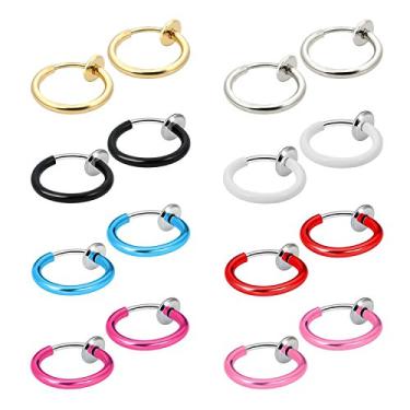 Imagem de JewelrieShop Piercing de nariz com clipe de argola de septo falso sem piercing de mola para cartilagem para mulheres (16 peças), 10mm x 13mm, Metal Aço inoxidável Cobre