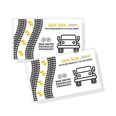 Imagem de Crafters Cup You've Been Ducked Card | 50 Pack | Duck Duck Tag 3.5 x 2inch Business Card Size | Duck Duck States | Attach to Rubber Ducks | Tire Track Rubber Ducks Design JEEP-B-W-155
