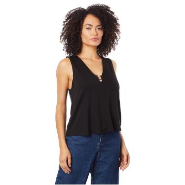 Imagem de Blusa Decote V Cavada Detalhe Decote, Maria Valentina, Feminino, Preto, P