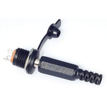 Imagem de QTEATAK 10 pacotes 5,5 mm x 2,5 mm DC macho plugue de alimentação conector adaptador de tomada de alimentação de solda e 10 pacotes DC fêmea painel de 3 pinos conector de montagem PCB plugue à prova d