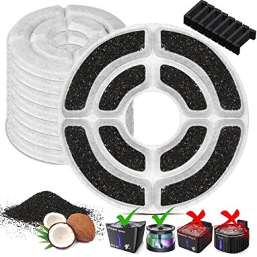 Imagem de 【Mais carbono ativado】 Pacote com 8 filtros de substituição para fonte de água Kastty 3L, filtro de fonte de água de grau alimentício para dispensadores de água Kastty e outros gatos, feito de carbono ativado e algodão PP