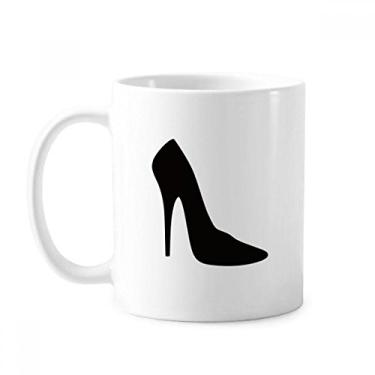 Imagem de Caneca preta com contorno de salto alto padrão cerâmica cerâmica xícara de café porcelana louça