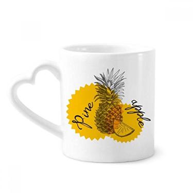Imagem de Caneca de frutas com desenho de abacaxi amarelo caneca de café cerâmica copo de coração de vidro