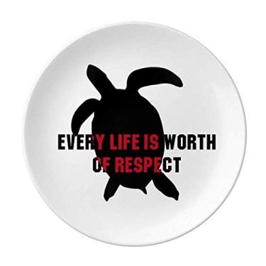 Imagem de Prato decorativo de porcelana para mesa Every Life Is Worth Of Respect