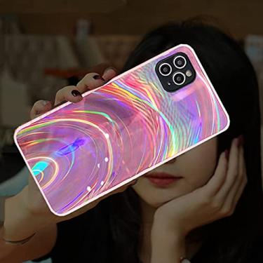 Imagem de Capa 3D Rainbow Glitter para iPhone 12 11 Pro Max 12 Mini X XR XS Max 7 8 6 6s Plus SE 2020 Soft Silicone Frame Capa Traseira, Rosa, Para iPhone 7 Plus
