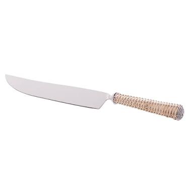 Imagem de FACA E GARFO PARA ASSADO WOLFF DE AÇO INOX COM CABO DE RATTAN PRATA