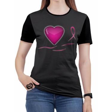 Imagem de Camiseta Outubro Rosa Feminina Cancer Blusa Cinza - Alemark