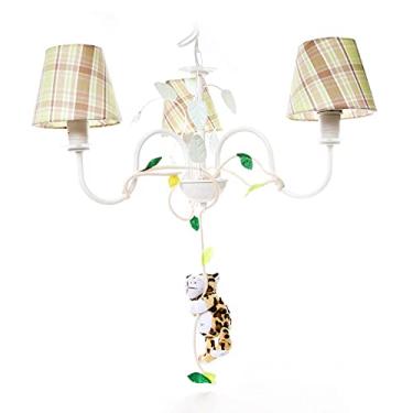 Imagem de Potinho de Mel Lustre Com 3 Lâmpadas Floresta Onça Quarto Bebê Infantil Menina Menino B