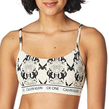 Imagem de Calvin Klein Sutiã feminino CK One de algodão sem forro, Estampa de cobra variante, P