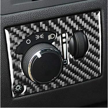 Imagem de Capa de painel de interruptor de farol para acessórios interiores Jeep Grand Cherokee Capa decorativa de fibra de carbono preta adesivos (serve para 2011-2020 2021)