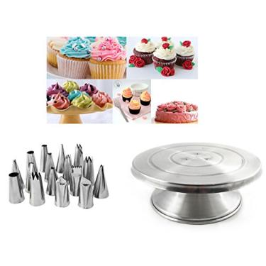 Imagem de Kit Jogo De Bico Para Confeitar Bolo Inox 16 Peças + Bailarina