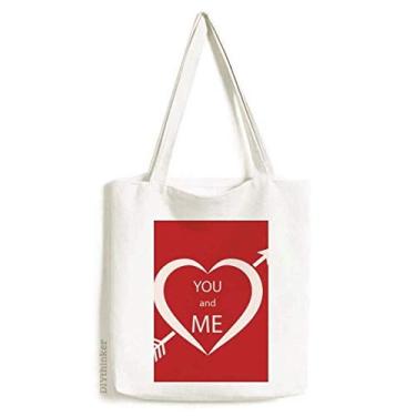 Imagem de Bolsa de lona You And Me para Dia dos Namorados, vermelha, branca, sacola de compras, bolsa casual