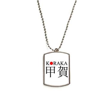 Imagem de DIYthinker Koraka Colar com pingente de corrente de aço inoxidável com bandeira do sol vermelha e nome da cidade japonesa para animais de estimação