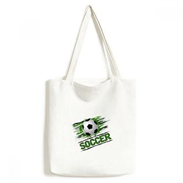 Imagem de Bolsa de lona esportiva verde futebol futebol bolsa de compras casual bolsa de compras