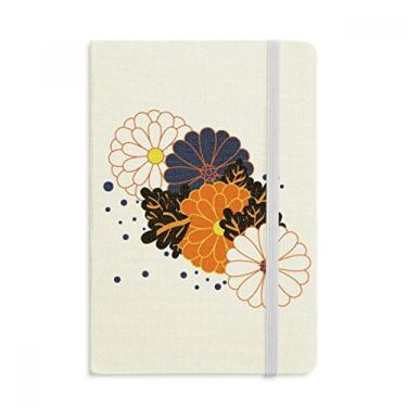 Imagem de Caderno de flores com estampa colorida e estampa de criântemo, capa dura em tecido, diário clássico