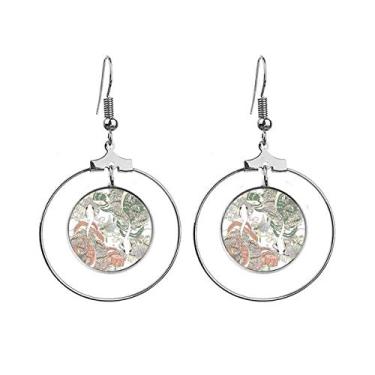 Imagem de Brincos de argola pendentes estilo art déco de carpa verde vermelha joia círculo gota