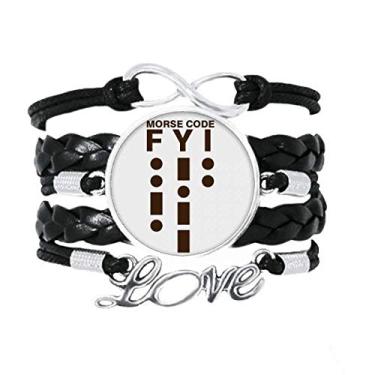 Imagem de OFFbb-USA Pulseira de ponto de referência Morse Code, acessório de amor, corda de tricô de couro torcido para presente