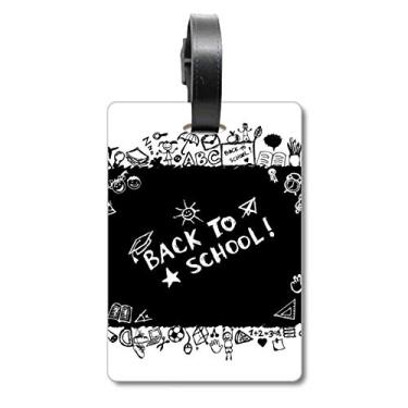 Imagem de Quadro negro Graffiti estilo escolar, bolsa de mão, etiqueta para cartão de bagagem, etiqueta para pendurar