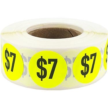 Imagem de Adesivos de preço fluorescente, $7, 3/4" Circle