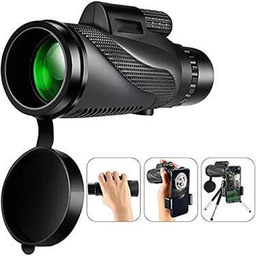Imagem de Telescópio monocular, 2021 O mais novo telescópio monocular de prisma 12x50 BAK4 para adultos, crianças, monóculos HD com suporte para smartphone, tripé, monóculo à prova d'água para acampamento de observação de pássaros