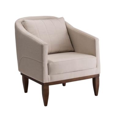 Imagem de Poltrona Agatha Linho Marrom Claro