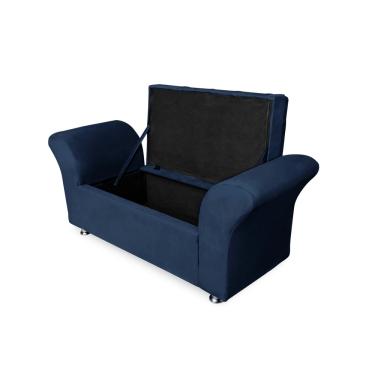 Imagem de Calçadeira Baú Veneza Para Cama King 195 cm Suede Azul Marinho LM DECOR