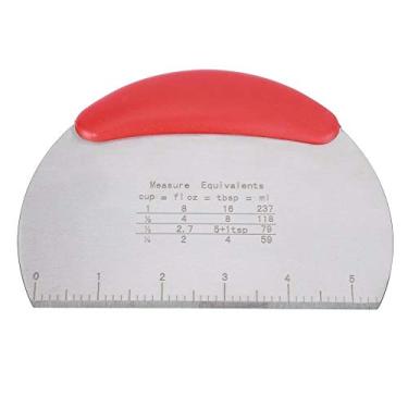 Imagem de Cortador de pizza de aço inoxidável, massa de bolo, manteiga, raspador, cortador de pizza, faca de corte com escala, ferramenta de cozimento para cozinha doméstica (vermelho)