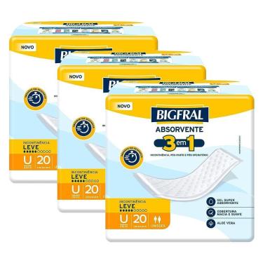 Imagem de Kit 3 Absorventes Geriátricos Bigfral Regular Plus com 20un cada
