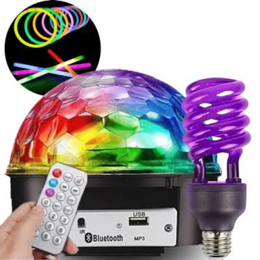 Imagem de Lâmpada Neon Globo Colorido Bluetooth Led Rgb Usb Mp3 Com 10 Pulseiras Flourescente (220)