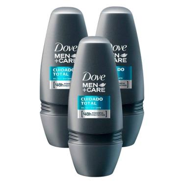 Imagem de Kit 3 Desodorante Dove Men + Care Cuidado Total Roll-on Antitranspirante 48h 50ml