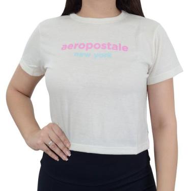 Imagem de Camiseta Feminina Aeropostale Cropped Bege Cru - 9890
