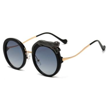 Imagem de Óculos de sol redondos de cristal para mulheres óculos de diamante Shades des lunettes de soleil UV400, preto, tamanho único