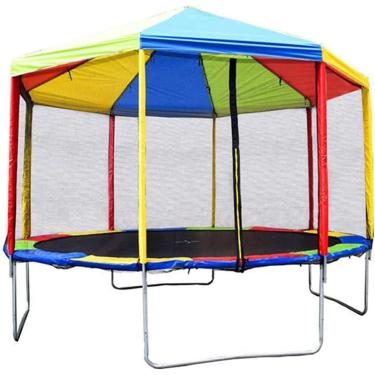 Imagem de Guarda-sol de trampolim, dossel de trampolim redondo, dossel de trampolim ao ar livre de 6 pés-16 pés sem moldura, guarda-sol de barraca de trampolim para luz do sol e neve de chuva, 15 pés/