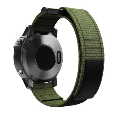 Imagem de HAZELS Pulseira de pulseira de nylon trançado esportivo para Garmin Fenix 7 7X 6X 6Pro 5X 5Plus 3HR EasyFit liberação rápida 26 22mm pulseira (cor: verde exército, tamanho: 26mm Fenix5X 6X Pro)