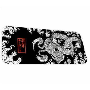 Imagem de Mouse Pad Gamer Dragão Chinês Anime Extra Grande 90x40 costurado (preto)