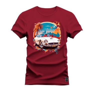 Imagem de Camiseta Plus Size Agodão T-Shirt Unissex Premium Macia Estampada Carro Paisagem Bordo G5