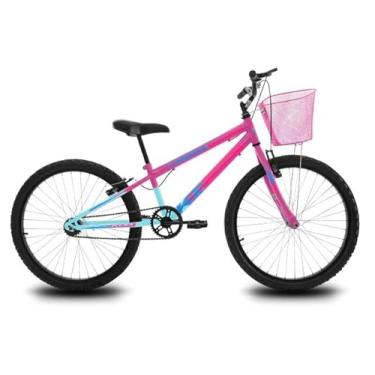 Imagem de Bicicleta Infantil Aro 24 KOG Feminina com Cestinha,Azul Degrade Rosa