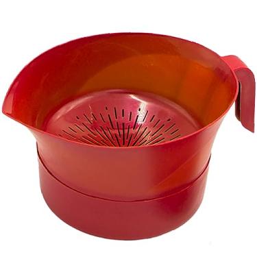 Imagem de Coador de plástico vermelho fácil com alça – conjunto de 3 peças – coador de gordura bovina moída (vermelho)