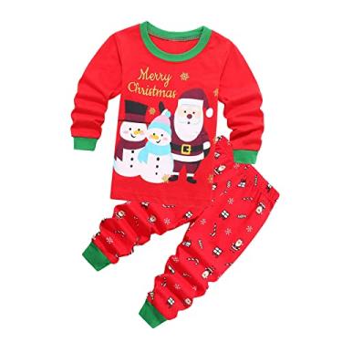 Imagem de Macaquinho para bebês meninas meninos e meninas conjunto de pijamas de Natal Papai Noel macio para recém-nascidos roupas de bebê menino, Vermelho, 2-3T