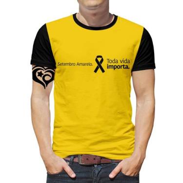 Imagem de Camiseta Setembro Amarelo Plus Size Masculina Blusa - Alemark