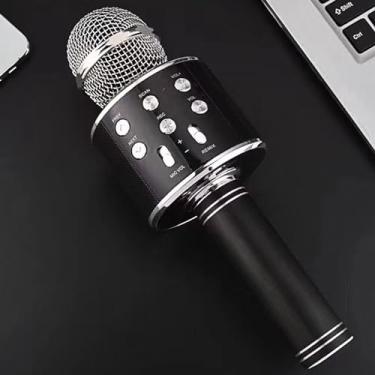 Imagem de Carjuvel Microfone de karaokê Bluetooth sem fio, microfone portátil profissional de mão com alto-falante para meninas, meninos, todas as idades, casa, KTV, festa de aniversário infantil – preto