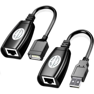 Imagem de Adaptador USB macho para RJ45 + USB fêmea sobre o gato 5/5e/6 RJ45 – até 150 pés de comprimento