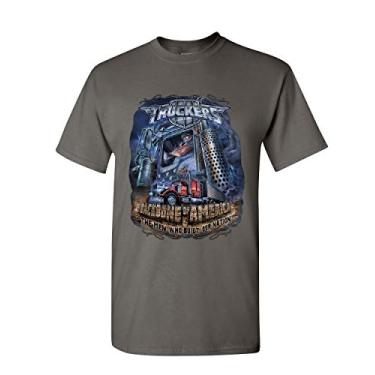Imagem de Camiseta masculina Truckers Backbone of America Truck Driver Hauler Diesel, Carvão Ativado, G