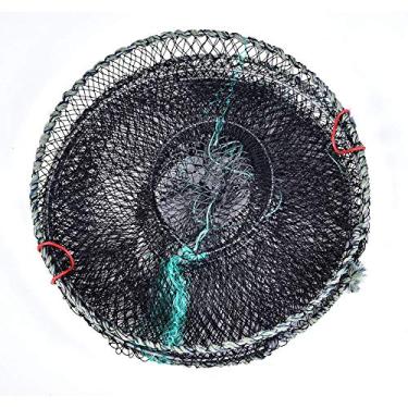 Imagem de Rede de pesca, armadilha de caranguejo portátil, armadilha de peixe para peixinho, armadilha de peixe de camarão lagosta dobrável, rede de gaiola para pesca, acessórios de pesca preto(33cm)