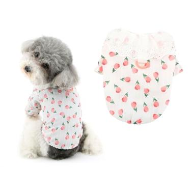 Imagem de Ranphy Roupas para cães, camiseta macia e leve para cães pequenos, com estampa floral, primavera, verão, renda vazada, chihuahua yorkie, roupas para gatos, rosa, G