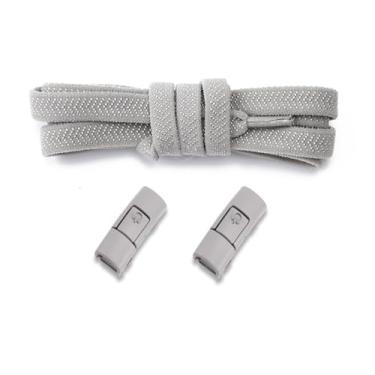 Imagem de No Tie Shoelaces Elastic Men And Women Casual Shoes Lazy Shoe Laces Colorful Press Metal Lock Flats Shoelace Accessories (Color : Light gray)