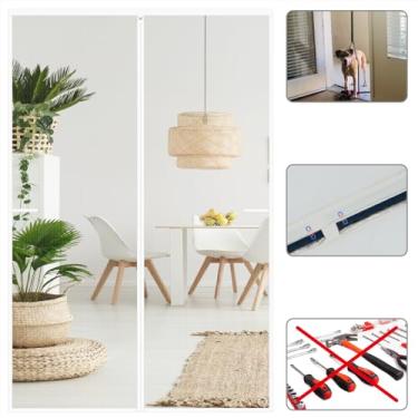 Imagem de CHIYUNS Tela branca de tela com fecho magnético resistente 183 x 243 cm, rede mosquiteira de fibra de vidro com fecho automático com ímã para portas, cortina de tela contra insetos para entrada